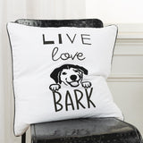Black and White Live Love Bark Modern Throw Pillow - Homeroots
