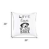 Black and White Live Love Bark Modern Throw Pillow - Homeroots - Flyclothing LLC