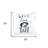 Black and White Live Love Bark Modern Throw Pillow - Homeroots - Flyclothing LLC