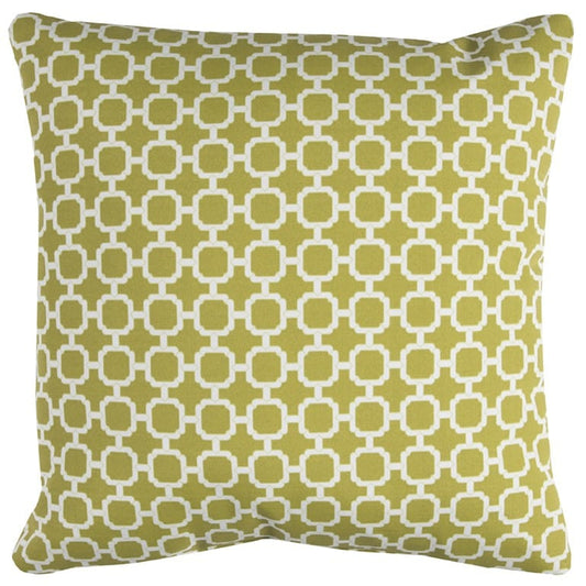 22" Green and White Quatrefoil Indoor Outdoor Throw Pillow - Homeroots