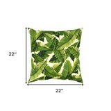 22" Green and White Tropical Indoor Outdoor Throw Pillow - Homeroots