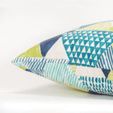 22" Aqua Green and White Patchwork Indoor Outdoor Throw Pillow - Homeroots