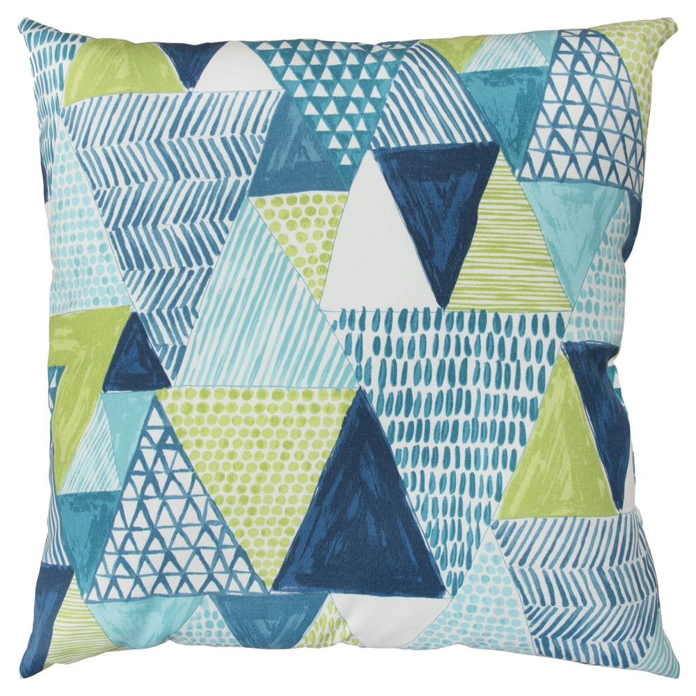 22" Aqua Green and White Patchwork Indoor Outdoor Throw Pillow - Homeroots