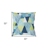 22" Aqua Green and White Patchwork Indoor Outdoor Throw Pillow - Homeroots