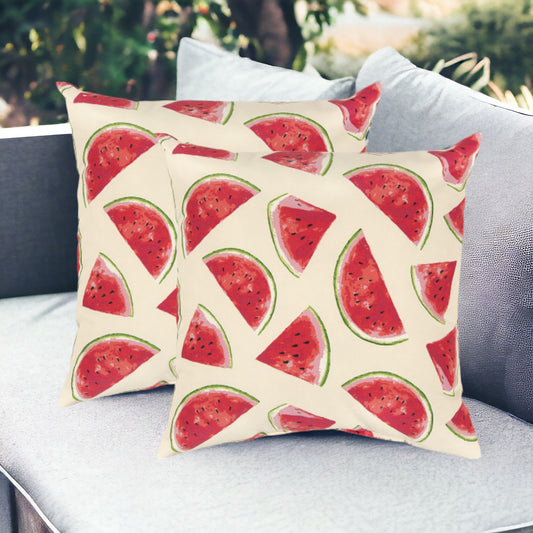 Set of Two 22" X 22" Red Indoor Outdoor Throw Pillow Cover & Insert - Homeroots