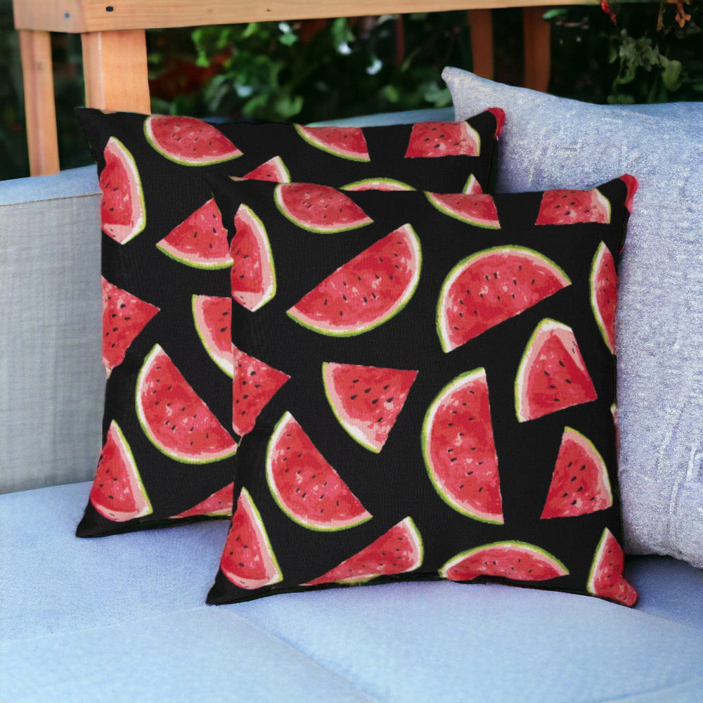 Set of Two 22" X 22" Red Indoor Outdoor Throw Pillow Cover & Insert - Homeroots