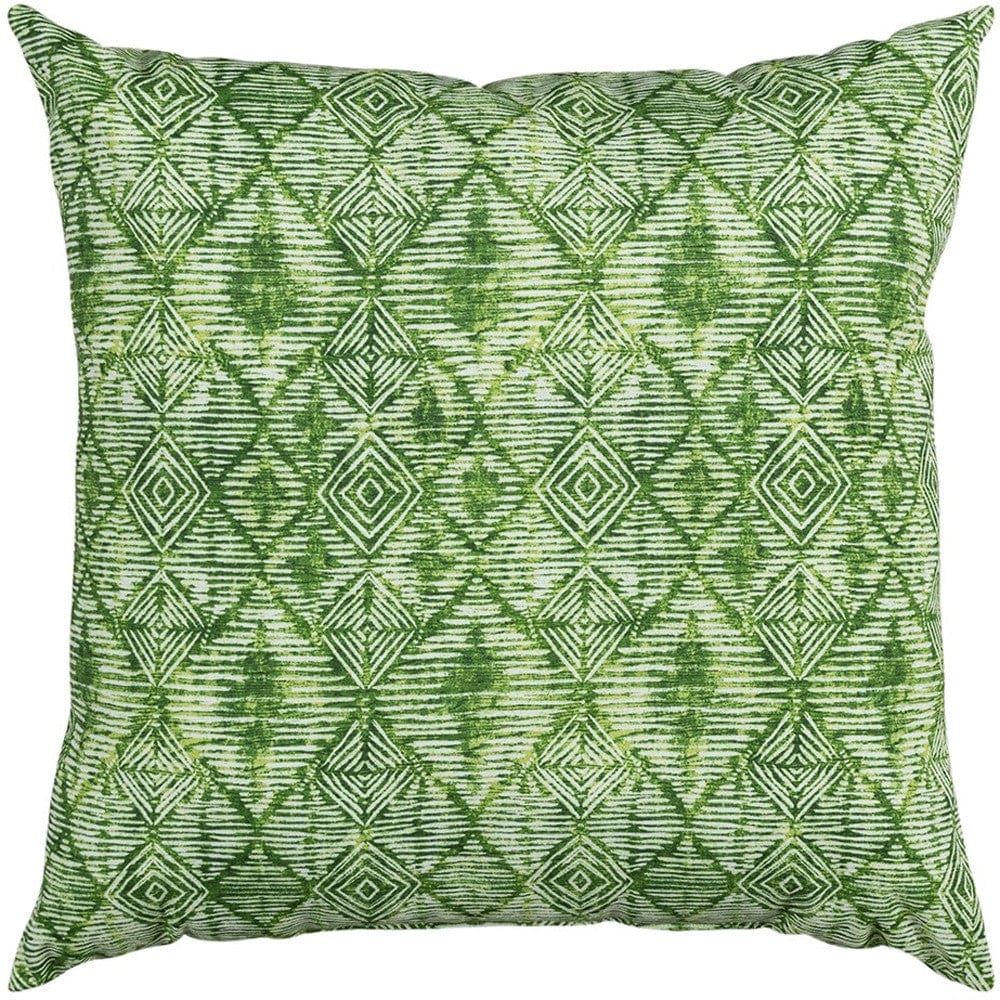 22" Green Ikat Diamond Indoor Outdoor Throw Pillow - Homeroots