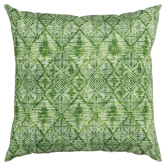 22" Green Ikat Diamond Indoor Outdoor Throw Pillow - Homeroots