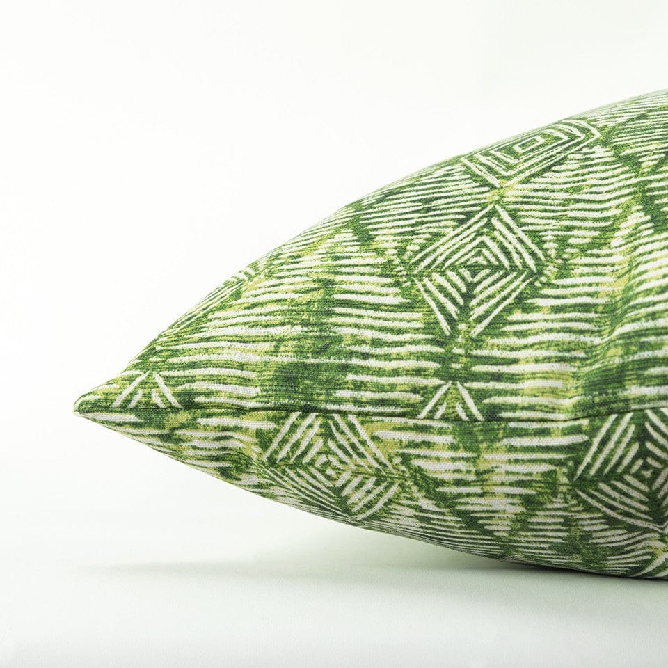 22" Green Ikat Diamond Indoor Outdoor Throw Pillow - Homeroots