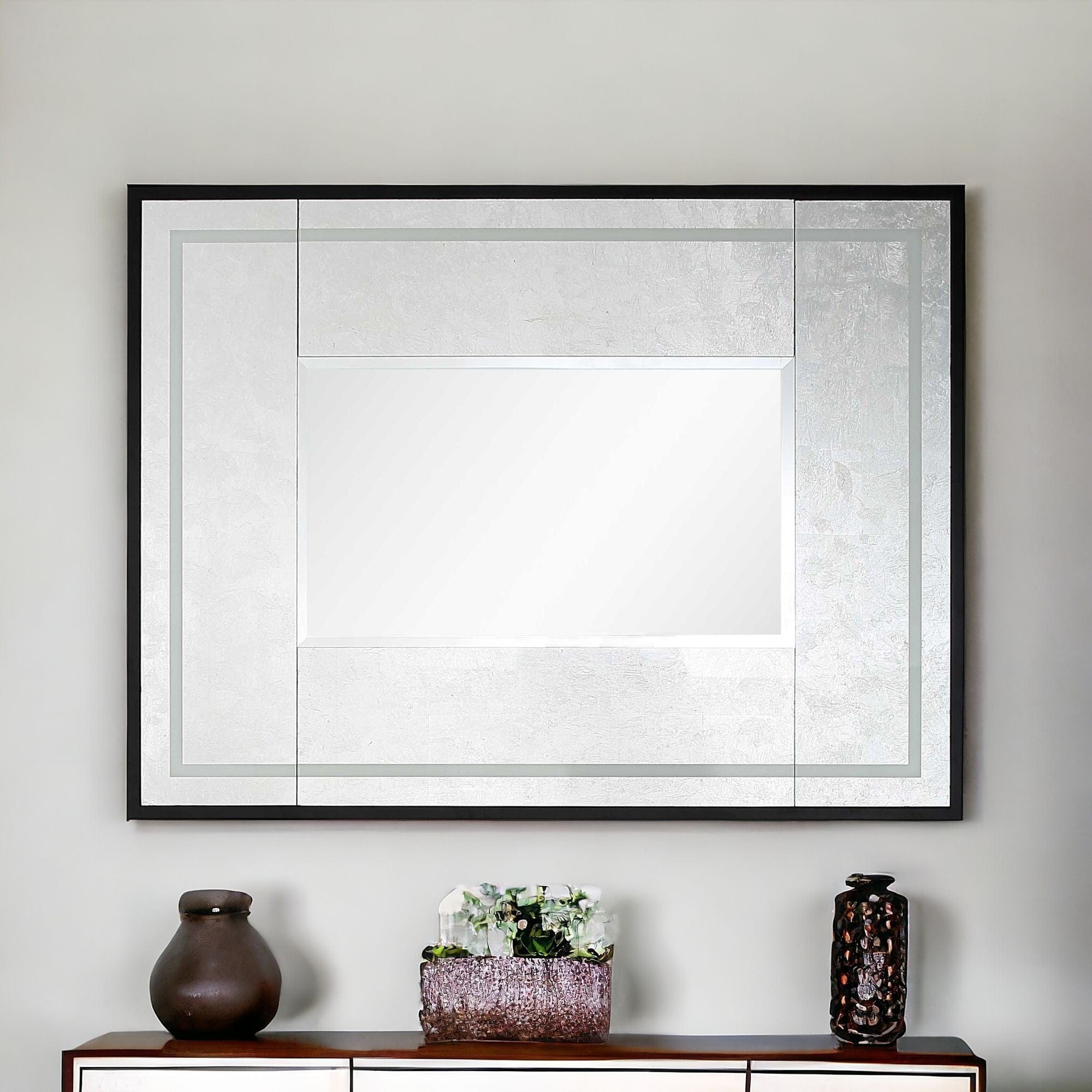 32" Silver Wood Framed Accent Mirror - Homeroots