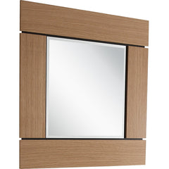 35" Brown Square Accent Wood Mirror - Homeroots