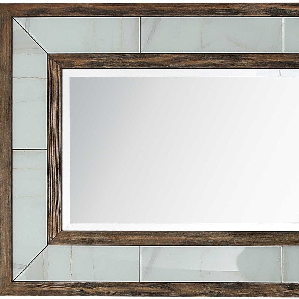 32" Brown Wood Framed Accent Mirror - Homeroots