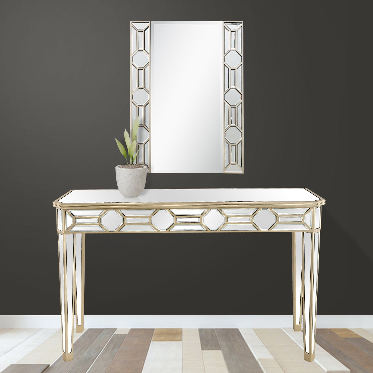 35" Champagne Accent Wood Framed Mirror - Homeroots