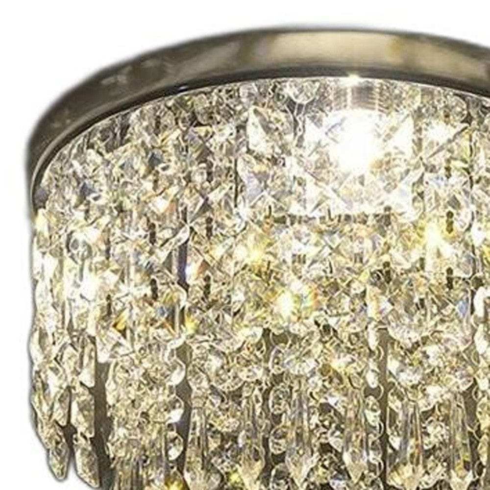 Black and Gold Shaded Transparent Glass and Crystals Dimmable Ceiling Light With Clear Shades - Homeroots - Flyclothing LLC