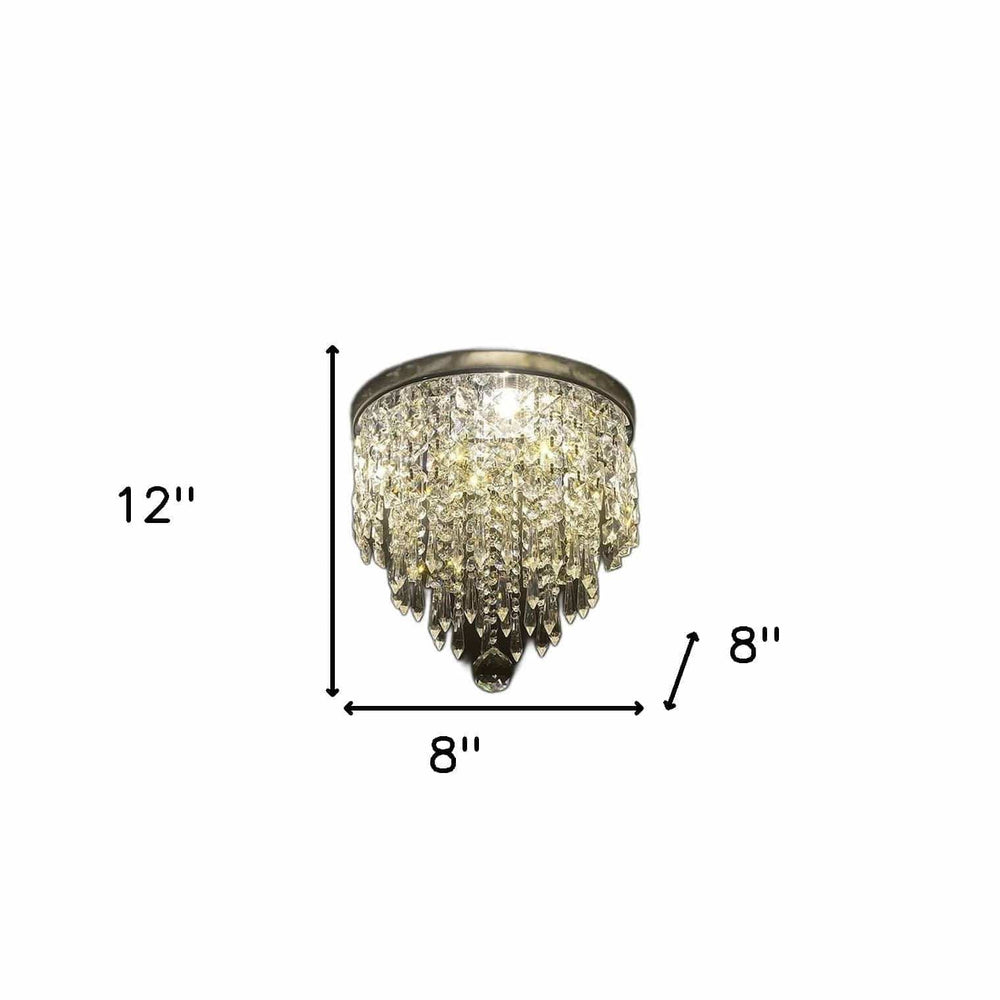 Black and Gold Shaded Transparent Glass and Crystals Dimmable Ceiling Light With Clear Shades - Homeroots - Flyclothing LLC