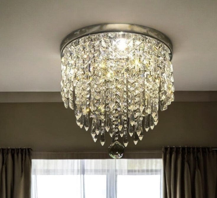 Black and Gold Shaded Transparent Glass and Crystals Dimmable Ceiling Light With Clear Shades - Homeroots