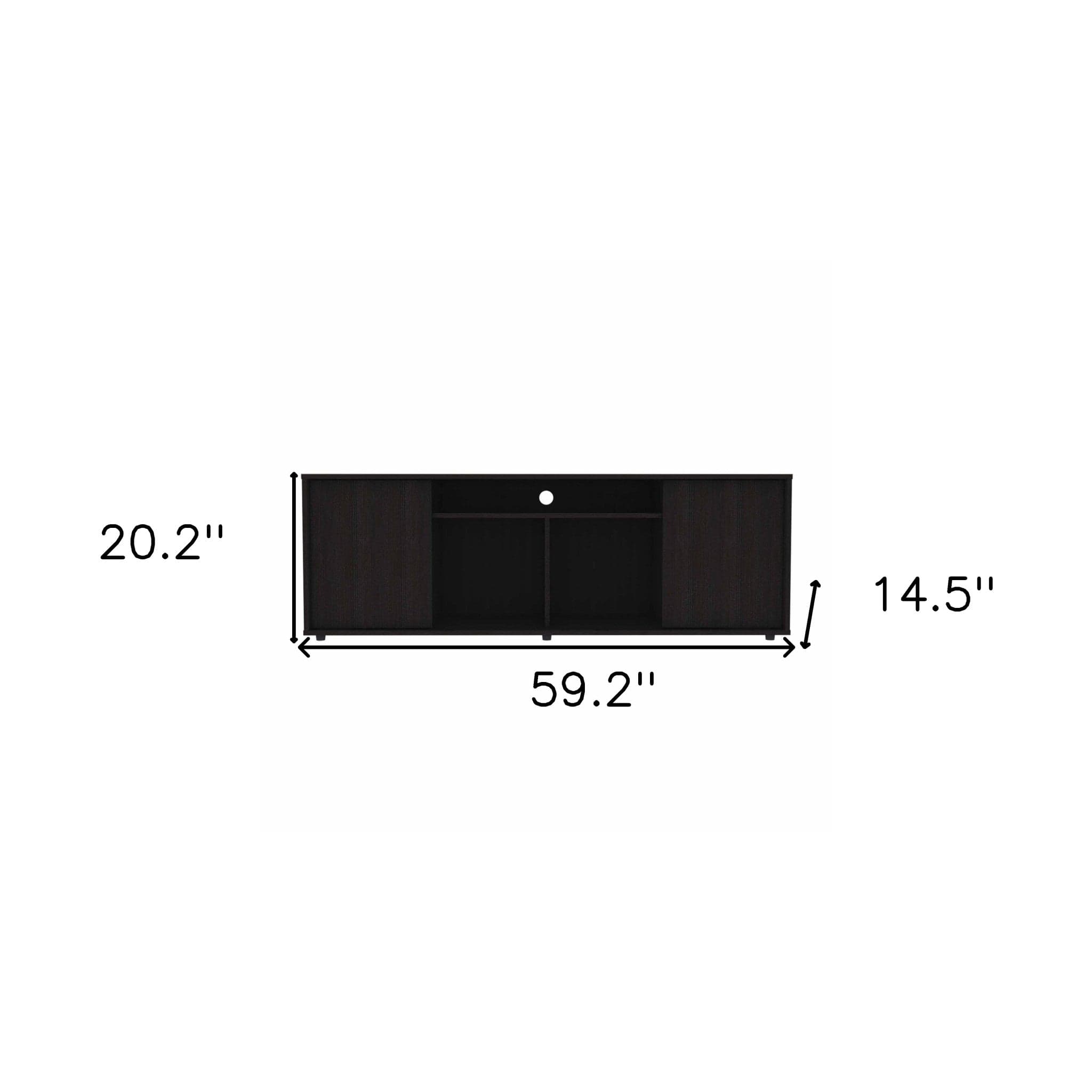 59" Black Open shelving TV Stand - Homeroots
