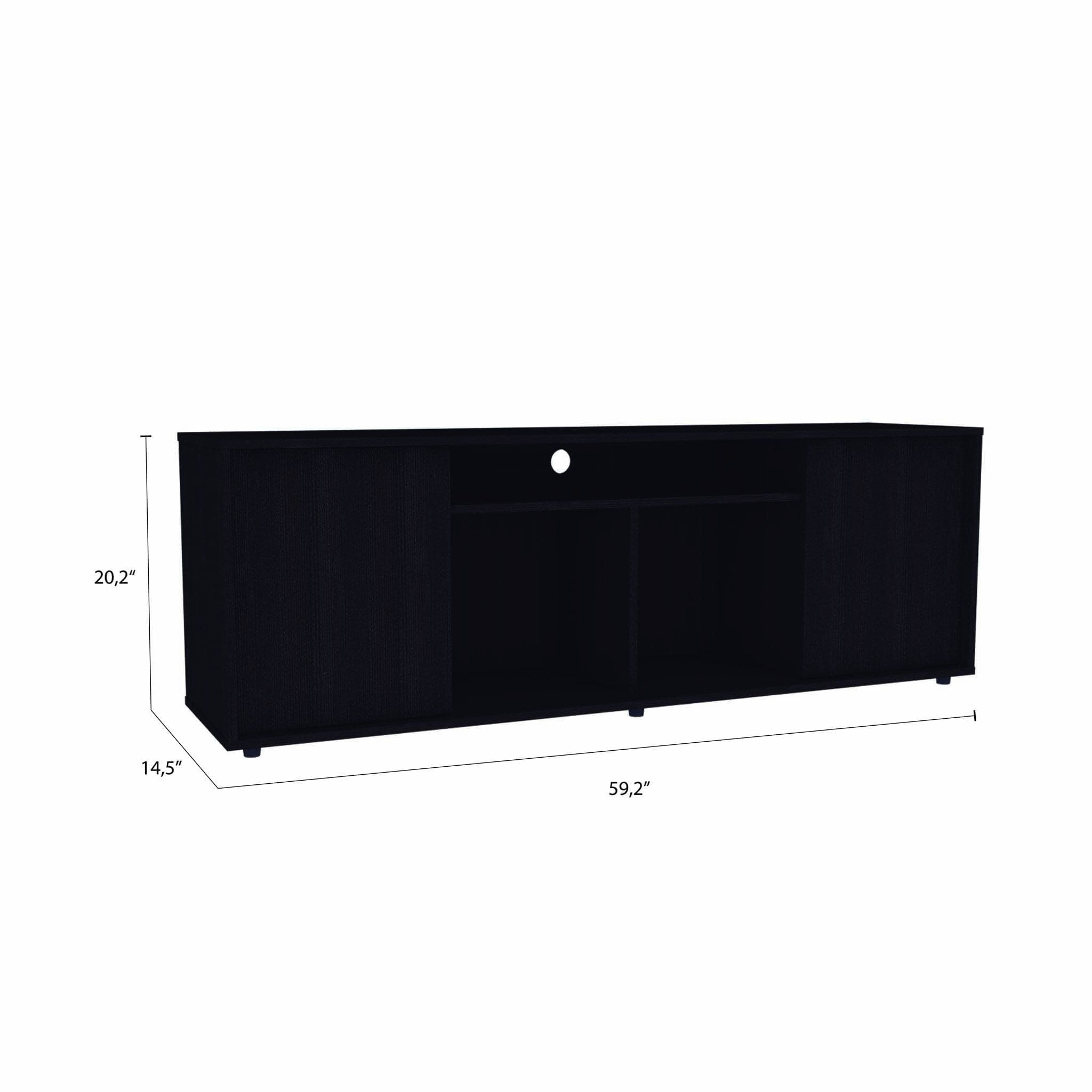 59" Black Open shelving TV Stand - Homeroots