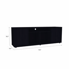 59" Black Open shelving TV Stand - Homeroots