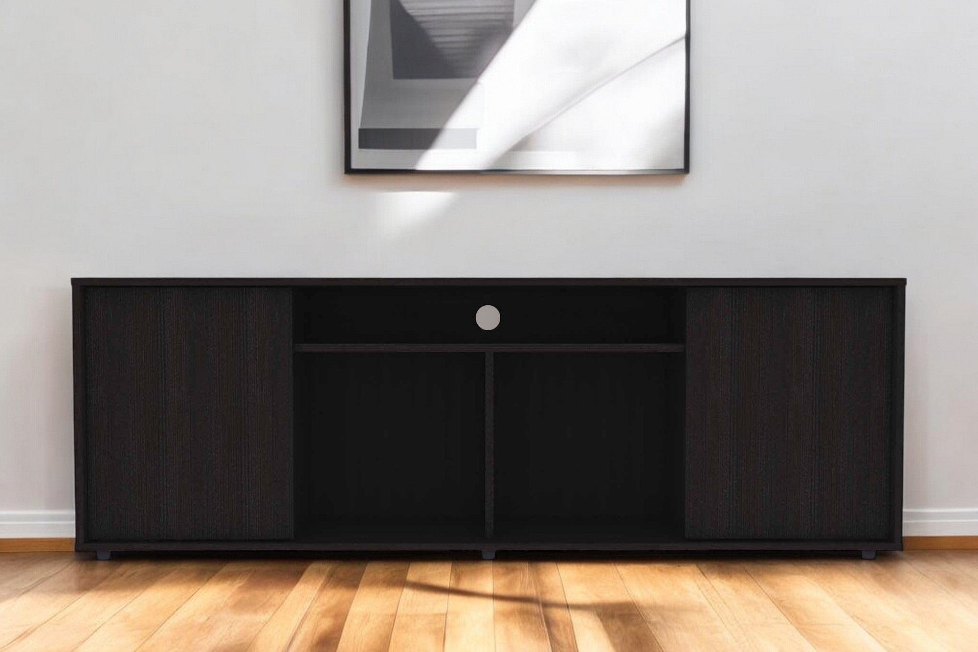 59" Black Open shelving TV Stand - Homeroots