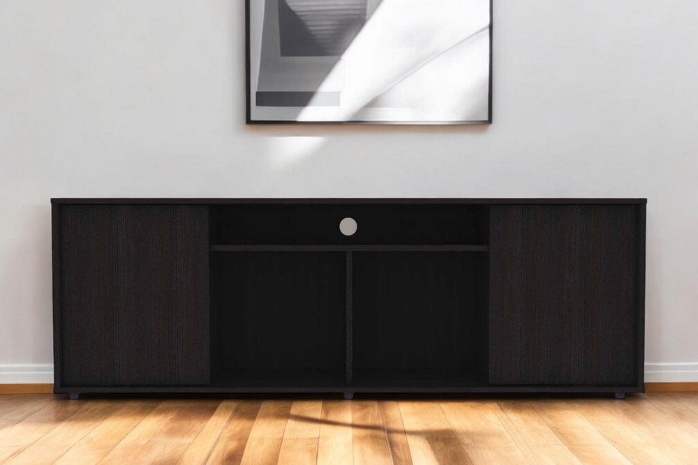 59" Black Open shelving TV Stand - Homeroots