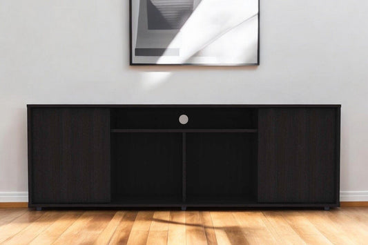59" Black Open shelving TV Stand - Homeroots