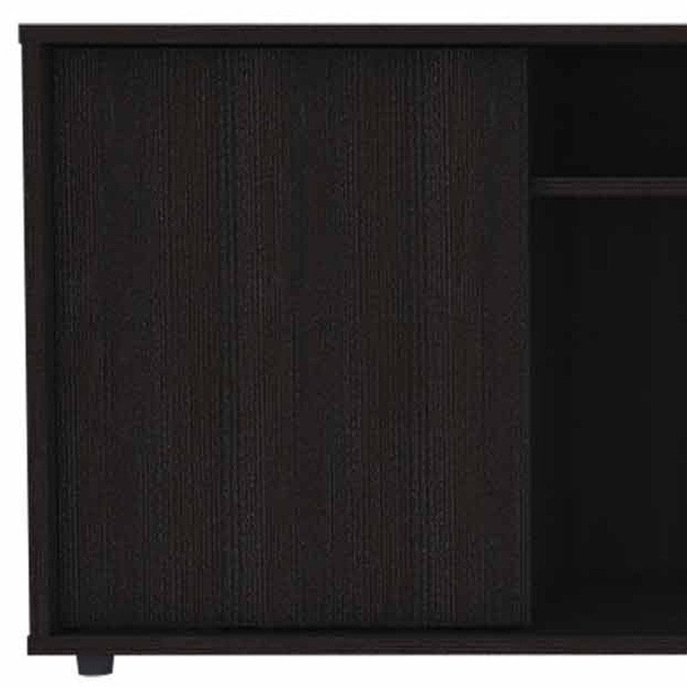 59" Black Open shelving TV Stand - Homeroots