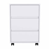 18" White Three Drawer Rolling Cabinet - Homeroots