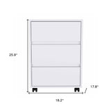 18" White Three Drawer Rolling Cabinet - Homeroots - Flyclothing LLC