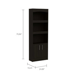71" Light Gray Three Tier Bookcase with Two doors - Homeroots