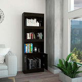71" Light Gray Three Tier Bookcase with Two doors - Homeroots - Flyclothing LLC