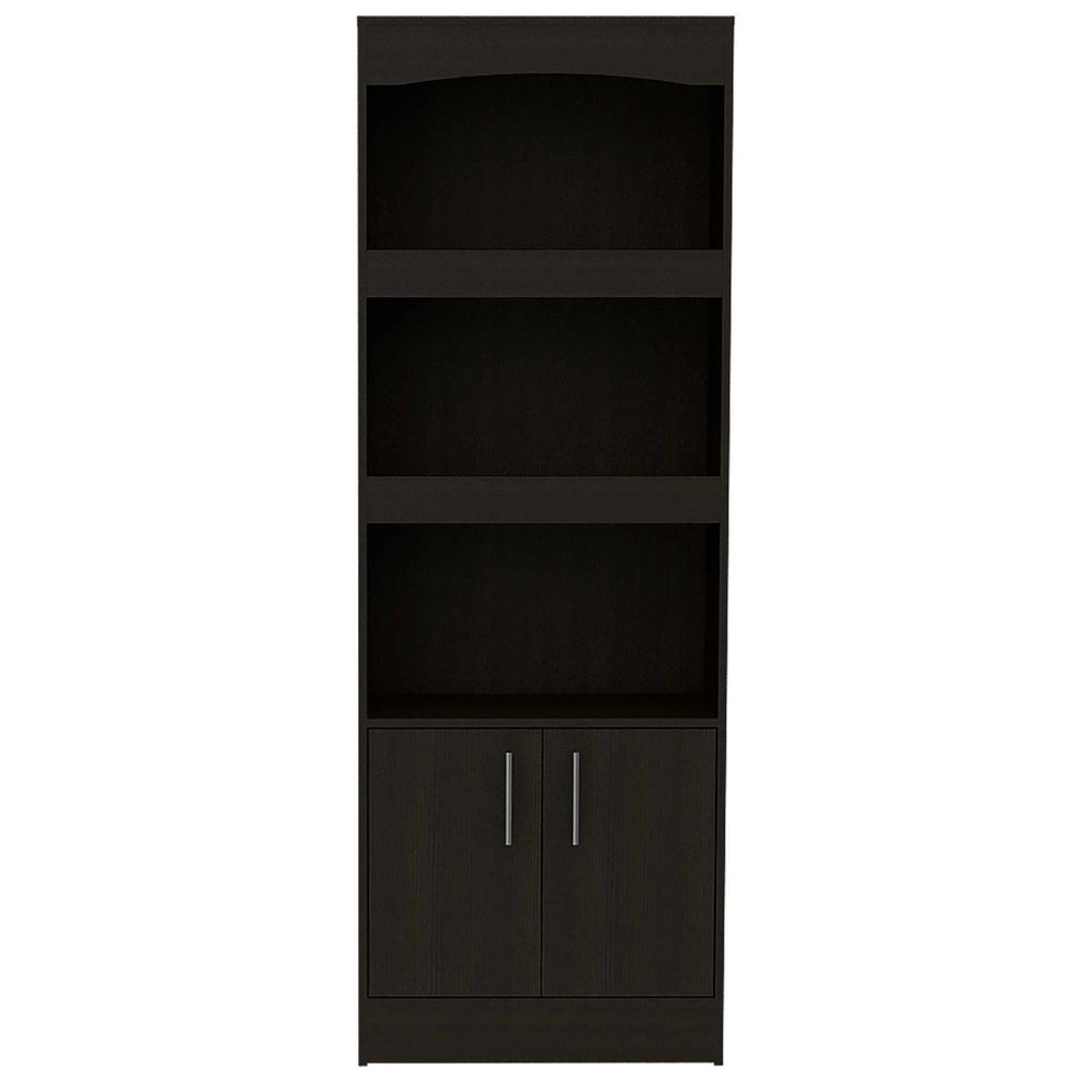 71" Light Gray Three Tier Bookcase with Two doors - Homeroots - Flyclothing LLC
