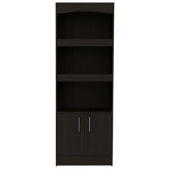 71" Light Gray Three Tier Bookcase with Two doors - Homeroots