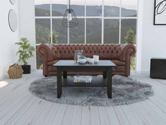 32" Black Coffee Table With Shelf - Homeroots