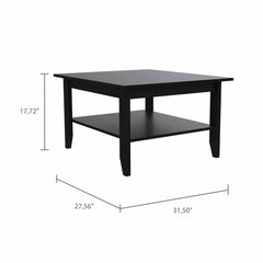 32" Black Coffee Table With Shelf - Homeroots