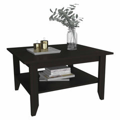 32" Black Coffee Table With Shelf - Homeroots