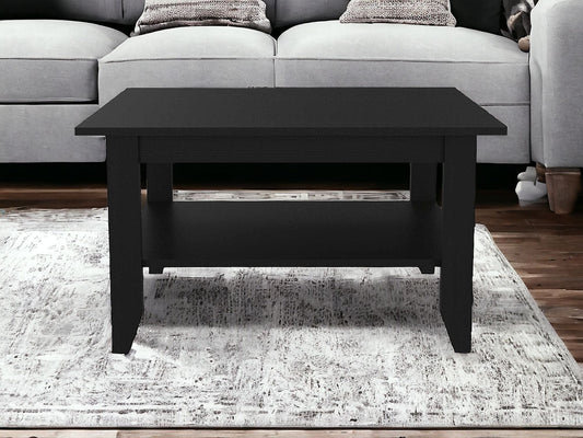 32" Black Coffee Table With Shelf - Homeroots