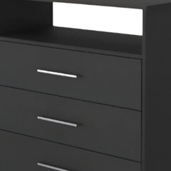 Modern Black Four Drawer Dresser with Hutch - Homeroots