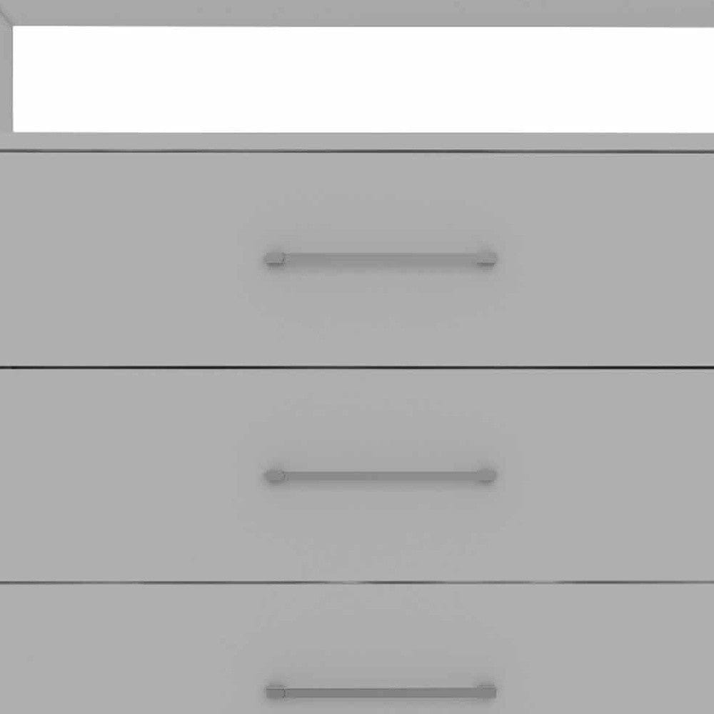 Modern White Four Drawer Dresser with Hutch - Homeroots