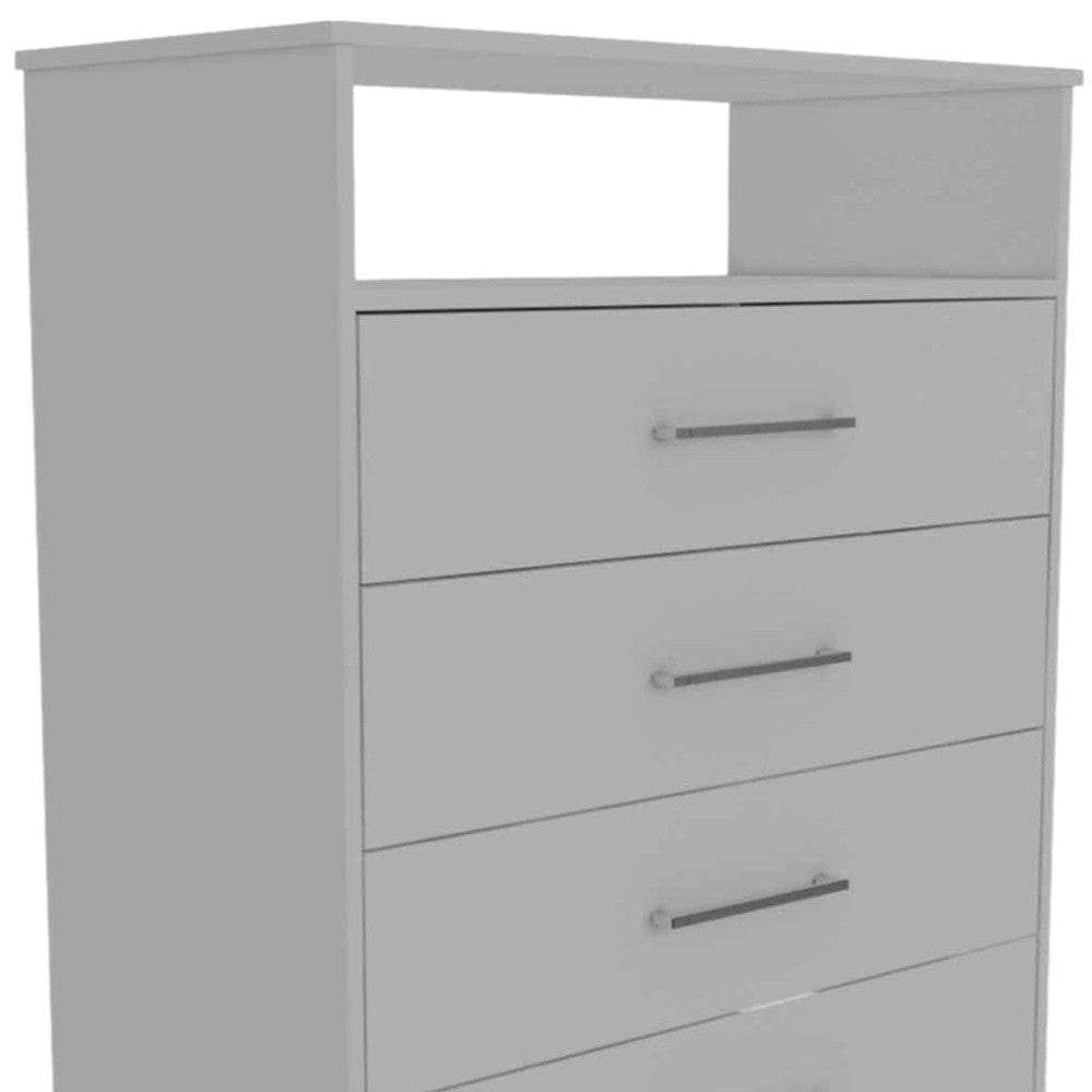 Modern White Four Drawer Dresser with Hutch - Homeroots - Flyclothing LLC