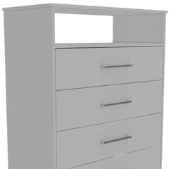 Modern White Four Drawer Dresser with Hutch - Homeroots