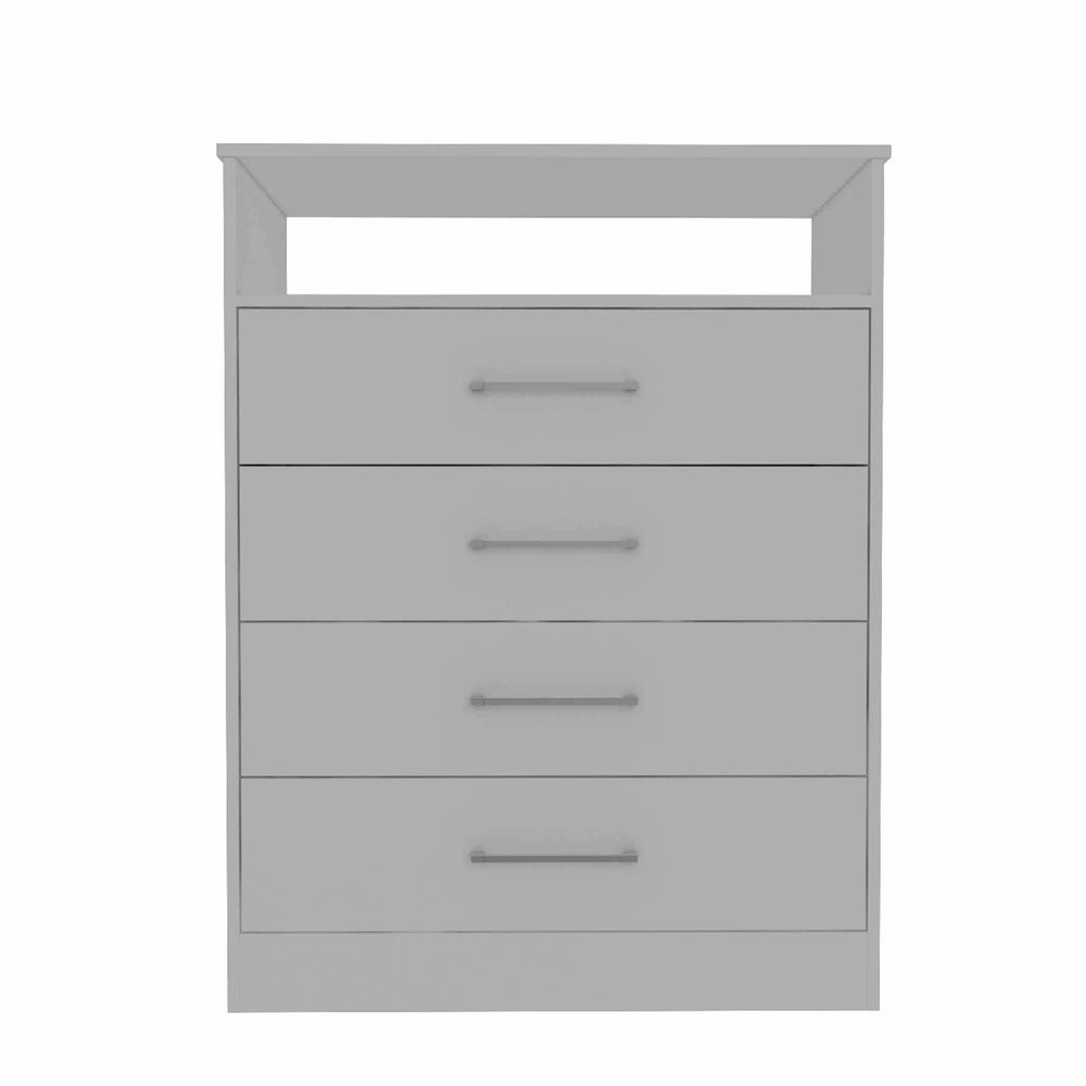 Modern White Four Drawer Dresser with Hutch - Homeroots - Flyclothing LLC