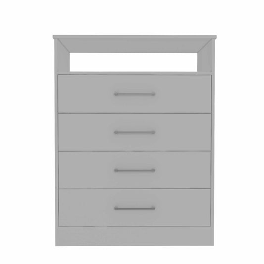 Modern White Four Drawer Dresser with Hutch - Homeroots