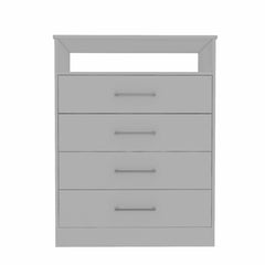 Modern White Four Drawer Dresser with Hutch - Homeroots