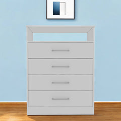 Modern White Four Drawer Dresser with Hutch - Homeroots