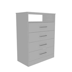 Modern White Four Drawer Dresser with Hutch - Homeroots