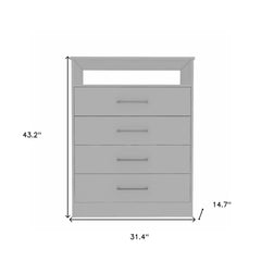 Modern White Four Drawer Dresser with Hutch - Homeroots