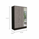 71" Brown and Black Mirrored Two Drawer Combo Dresser - Homeroots - Flyclothing LLC