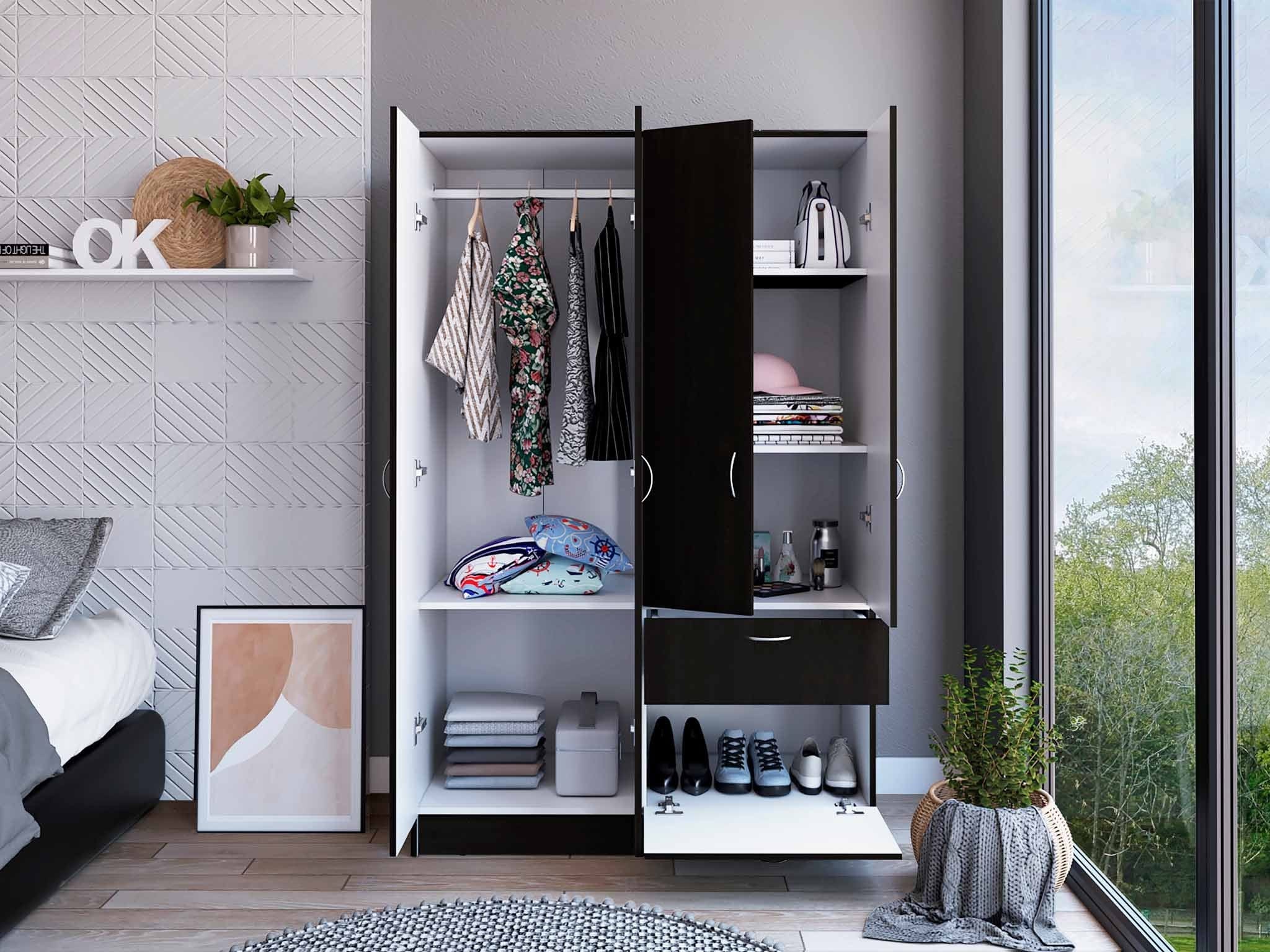 67" Black and White Single Drawer Combo Dresser - Homeroots - Flyclothing LLC