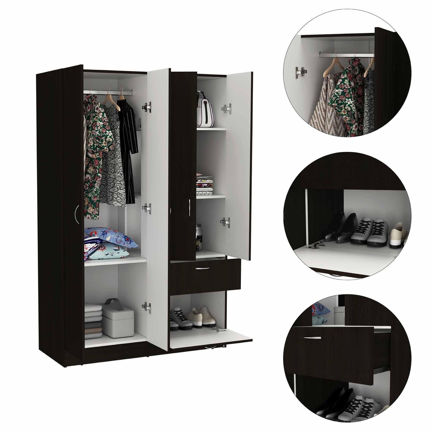 67" Black and White Single Drawer Combo Dresser - Homeroots - Flyclothing LLC